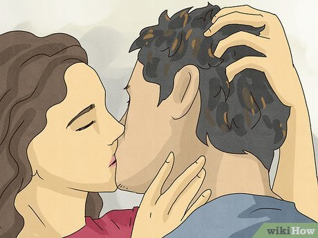 Run your fingers through his hair, stroke his arm, or embrace him.
